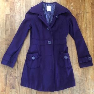 Nordstrom Brass Plum purple wool coat size sm